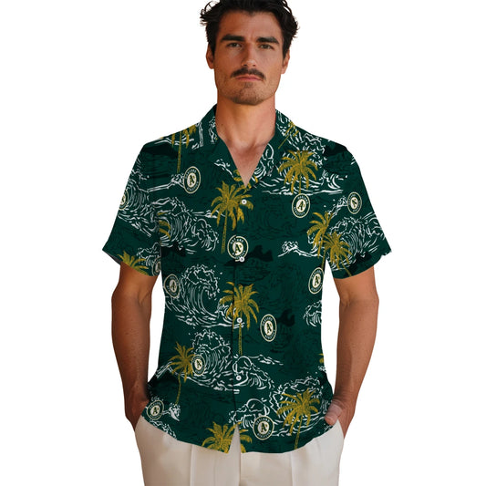 Oakland Athletics Hawaiian Shirt - Wave Palm | Moonbestprint