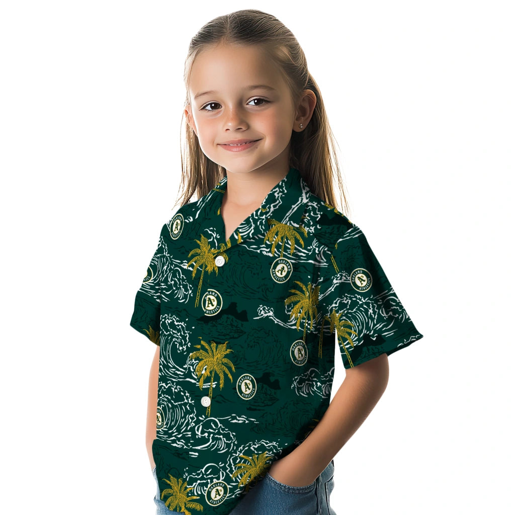 Oakland Athletics Hawaiian Shirt - Wave Palm | Moonbestprint