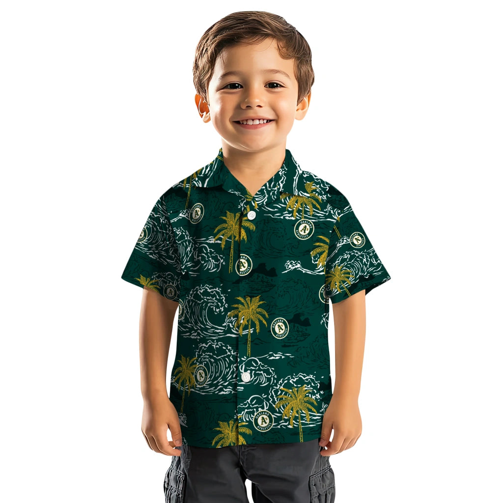 Oakland Athletics Hawaiian Shirt - Wave Palm | Moonbestprint