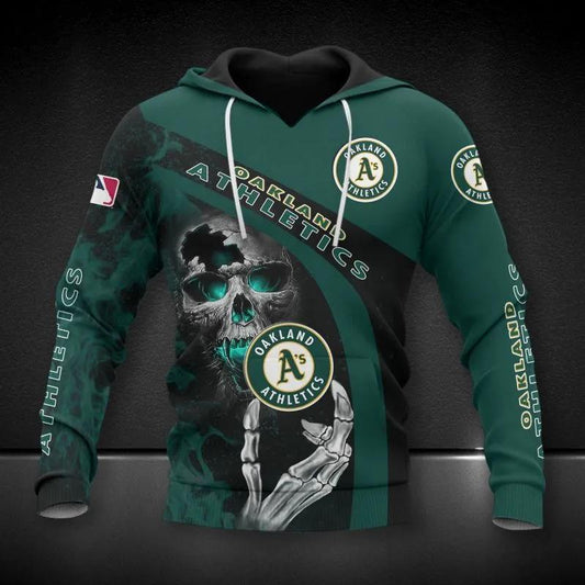 Oakland Athletics Skeleton MLB All Over Print Hoodie -Moonbestprint