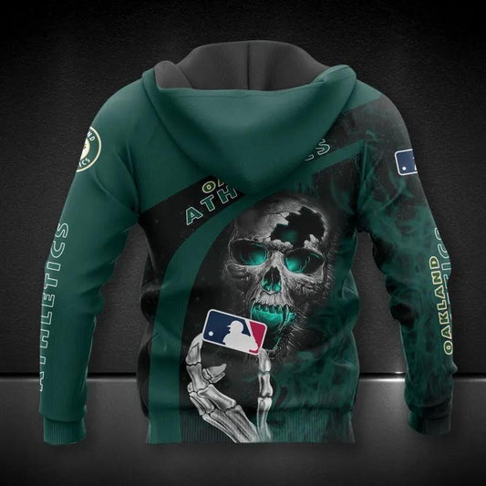 Oakland Athletics Skeleton MLB All Over Print Hoodie -Moonbestprint