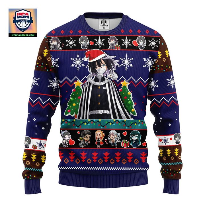 Obanai Iguro Demon Slayer Anime Ugly Christmas Sweater Blue 1 Amazing Gift Idea Thanksgiving Gift ? Usalast