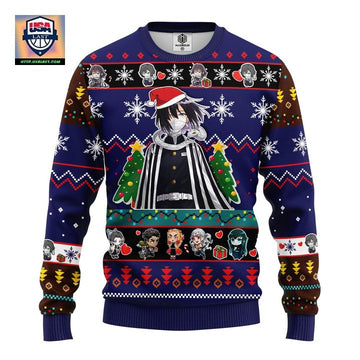 Obanai Iguro Demon Slayer Anime Ugly Christmas Sweater Blue 1 Amazing Gift Idea Thanksgiving Gift ? Usalast