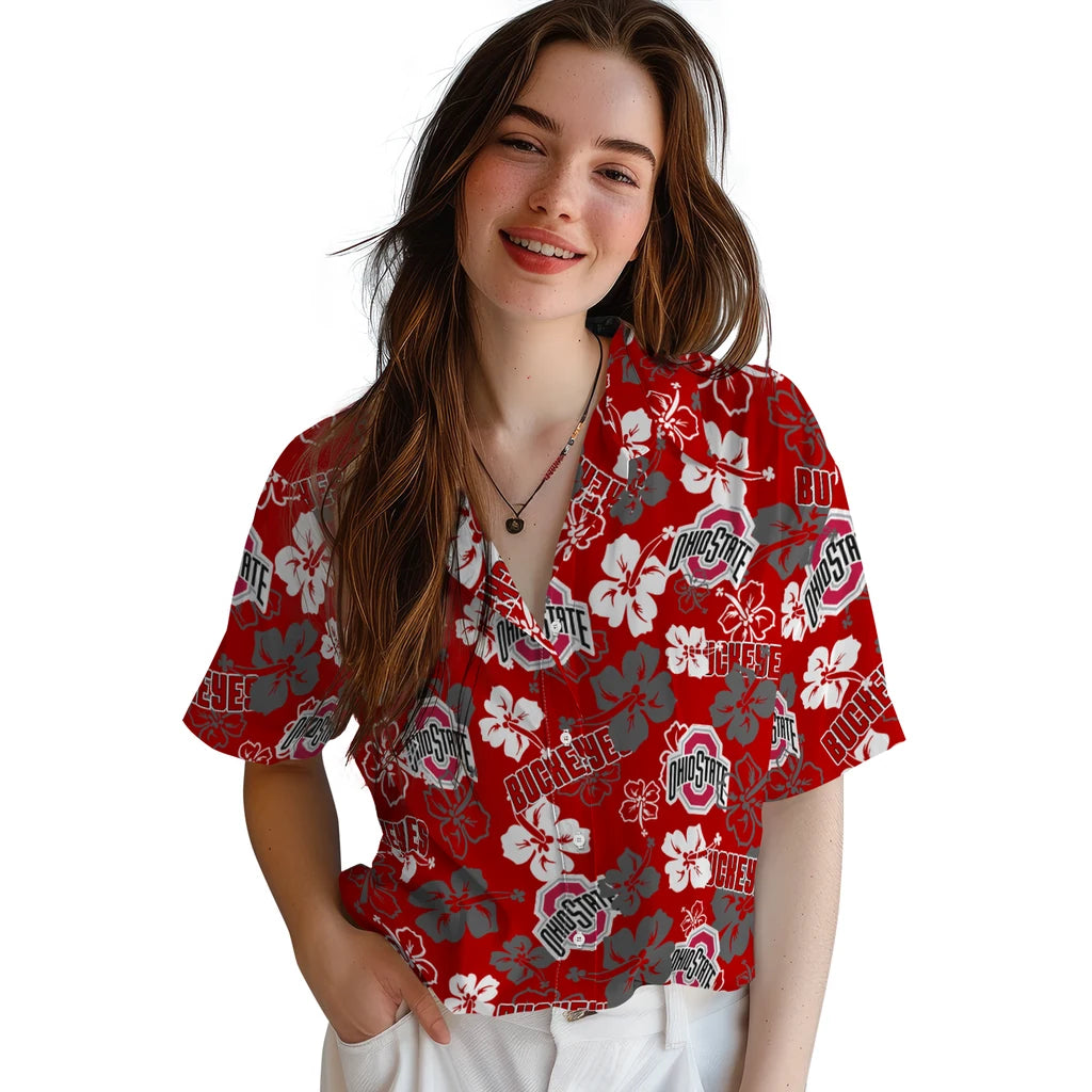Ohio State Buckeyes Hibiscus Bloom Hawaiian Shirt – Moonbestprint