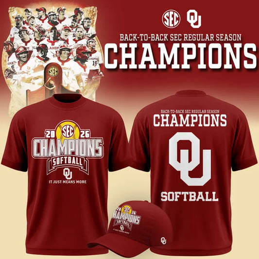 Oklahoma Softball Back-to-Back SEC Regular Season Champs 2026 - Tshirt | IE99 Moonbestprint