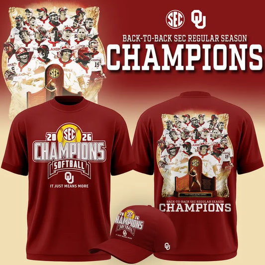 Oklahoma Softball Back-to-Back SEC Regular Season Champs 2026 - Tshirt | NJ28 Moonbestprint
