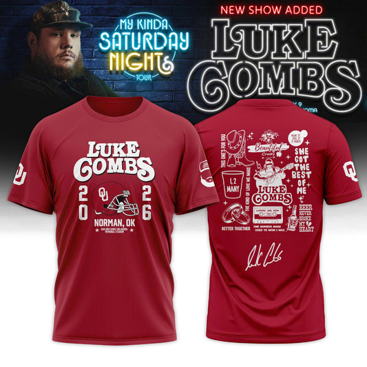 Oklahoma Sooners x Luke Combs - My Kinda Saturday Night Tour 2026 Limited Edition Tshirt | CK84 Moonbestprint