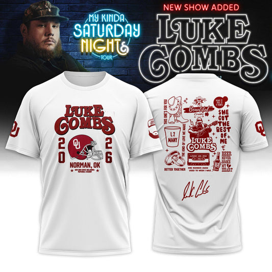 Oklahoma Sooners x Luke Combs - My Kinda Saturday Night Tour 2026 Limited Edition Tshirt | VI47 Moonbestprint