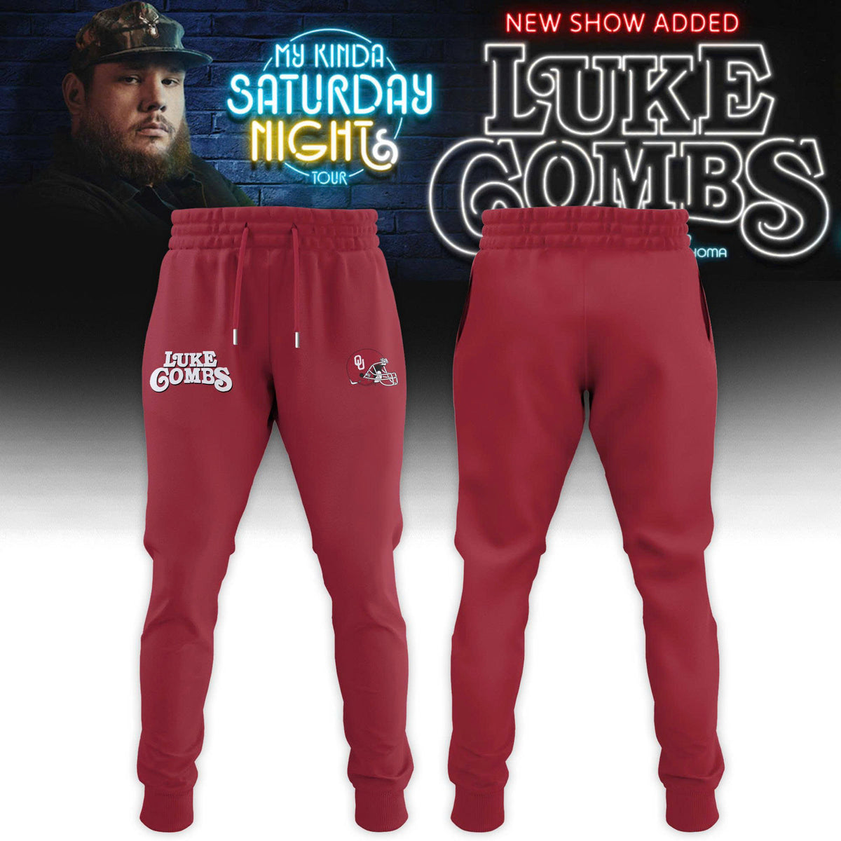 Oklahoma Sooners x Luke Combs - My Kinda Saturday Night Tour Tshirt at Gaylord Family - Oklahoma Memorial Stadium | DK55 Moonbestprint