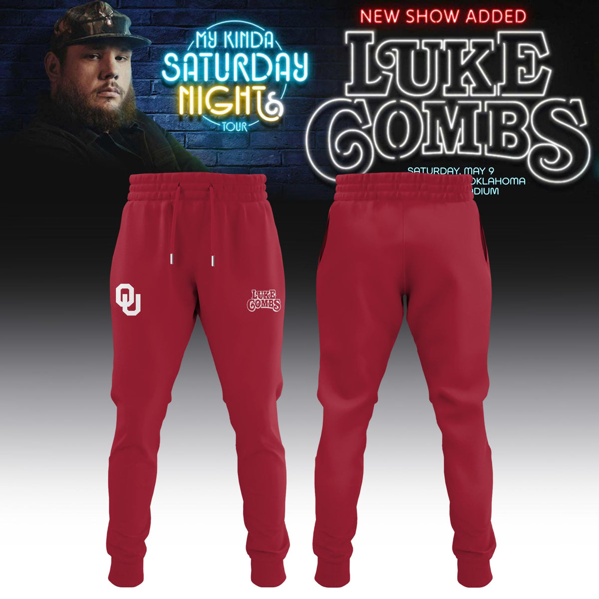 Oklahoma Sooners x Luke Combs "My Kinda Saturday Night Tour 2026" Limited Edition T-shirt | LU47 Moonbestprint
