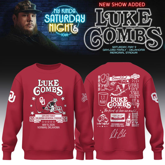 Oklahoma Sooners x Luke Combs "My Kinda Saturday Night Tour 2026" Limited Edition T-shirt | LU47 Moonbestprint