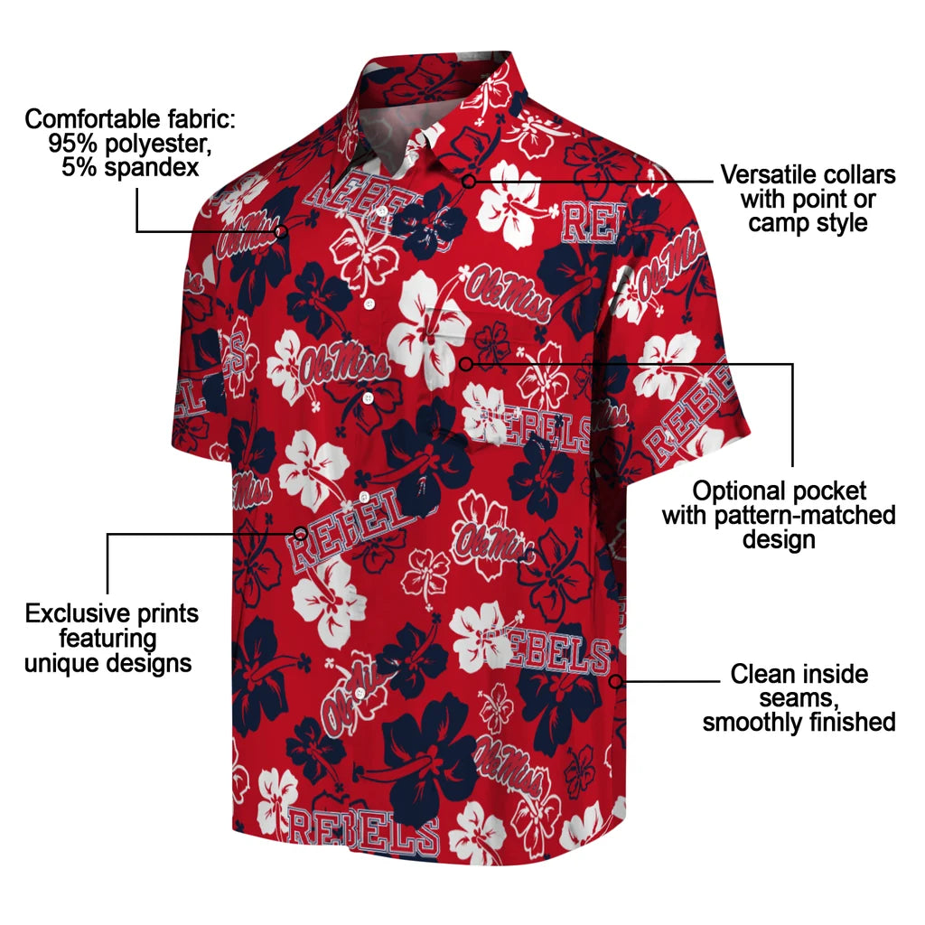 Ole Miss Rebels Hibiscus Bloom Hawaiian Shirt – Moonbestprint