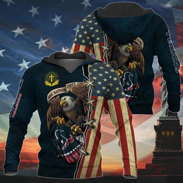 One Nation Under God Houston Texans NFL 3D All Over Print Hoodie -Moonbestprint