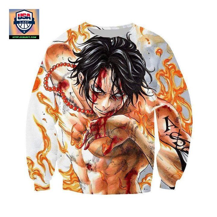 One Piece Sweater ? Ace In Flames Sweater Sh9541 ? Usalast