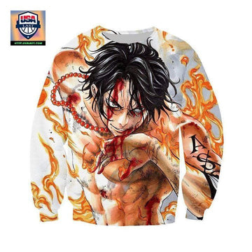 One Piece Sweater ? Ace In Flames Sweater Sh9541 ? Usalast