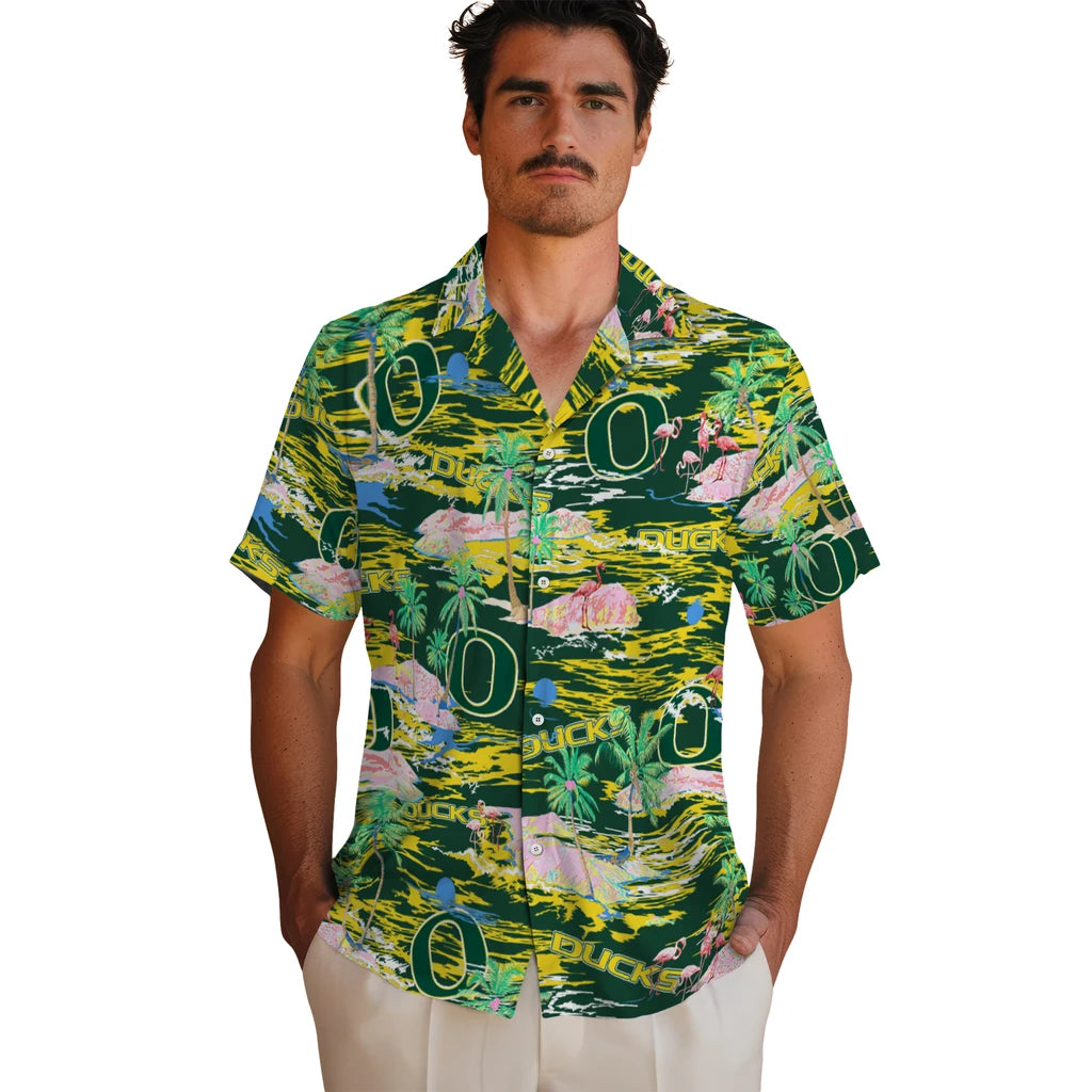 Oregon Ducks Flamingo Retreat 2026 Hawaiian Shirt – Moonbestprint