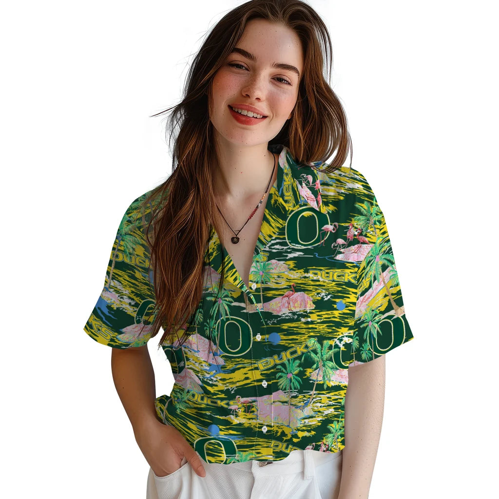 Oregon Ducks Flamingo Retreat 2026 Hawaiian Shirt – Moonbestprint