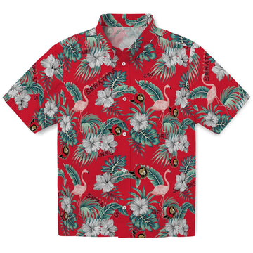 Ottawa Senators Hawaiian Shirt - Flamingo and Hibiscus | Moonbestprint