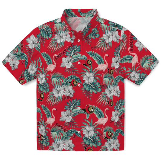 Ottawa Senators Hawaiian Shirt - Flamingo and Hibiscus | Moonbestprint