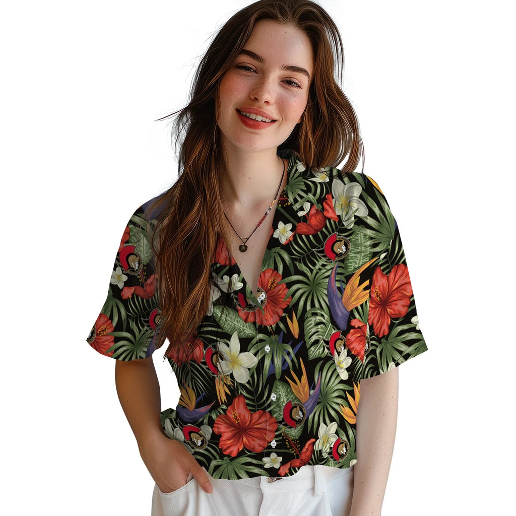 Ottawa Senators Hawaiian Shirt - Hawaii Floral Hibiscus | Moonbestprint