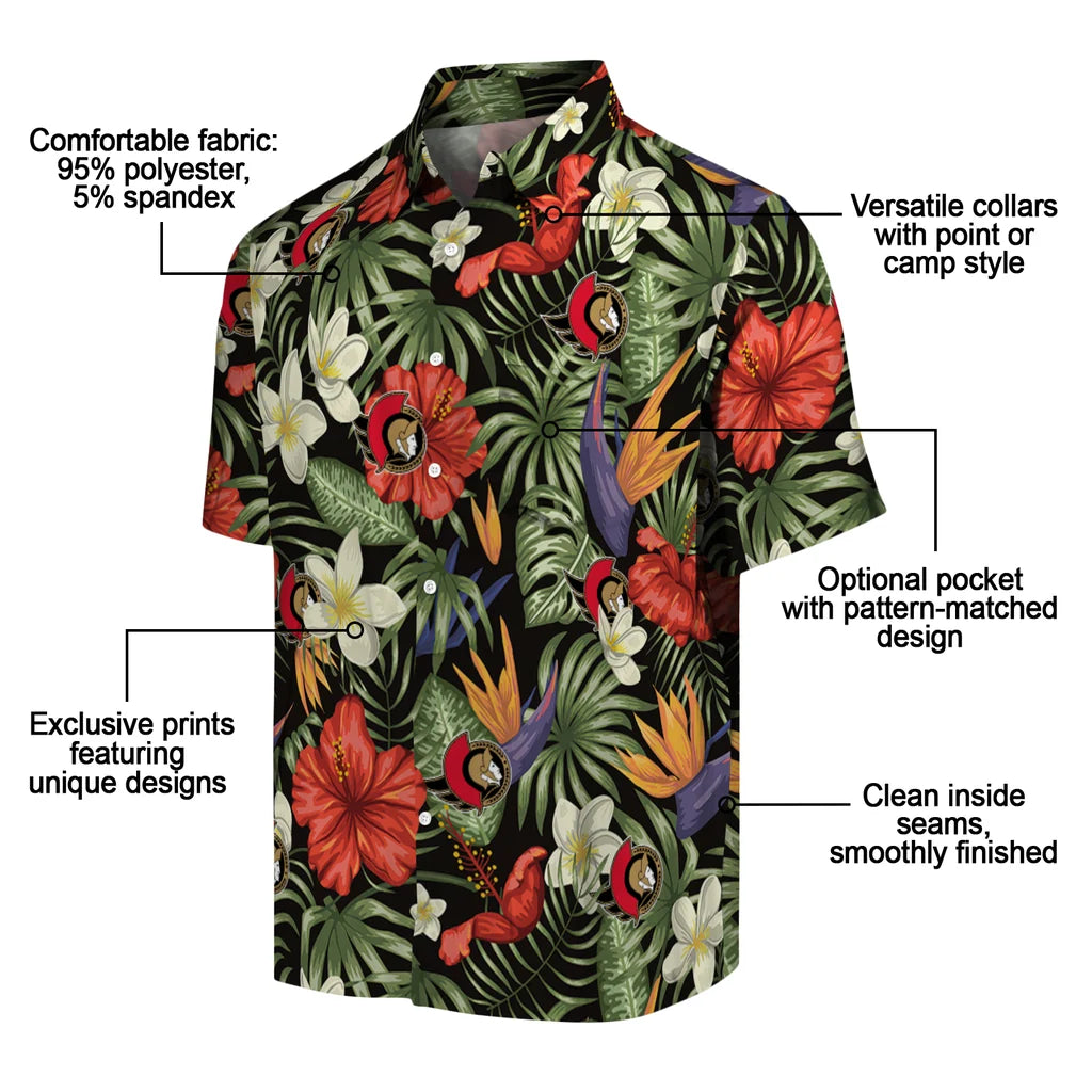 Ottawa Senators Hawaiian Shirt - Hawaii Floral Hibiscus | Moonbestprint