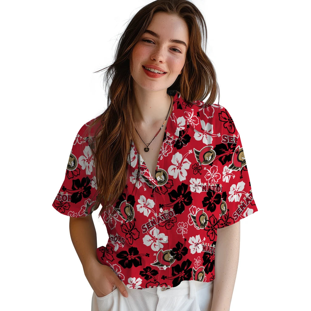 Ottawa Senators Hibiscus Bloom Hawaiian Shirt – Moonbestprint