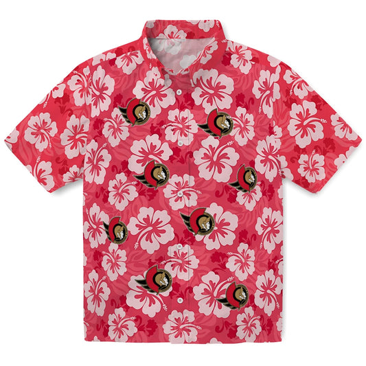 Ottawa Senators Hawaiian Shirt - Hibiscus Cluster | Moonbestprint
