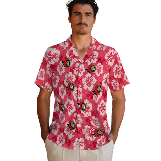 Ottawa Senators Hawaiian Shirt - Hibiscus Cluster | Moonbestprint