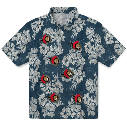 Ottawa Senators Hawaiian Shirt - Hibiscus Flowers | Moonbestprint