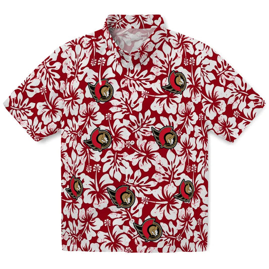 Ottawa Senators Hawaiian Shirt - Hibiscus Motif | Moonbestprint