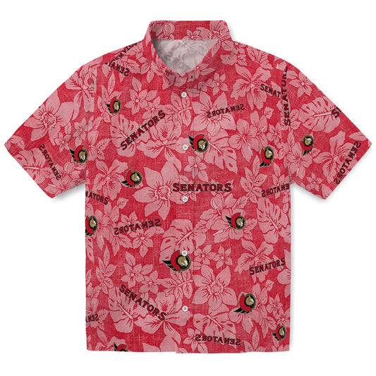 Ottawa Senators Hawaiian Shirt - Hibiscus Oasis | Moonbestprint