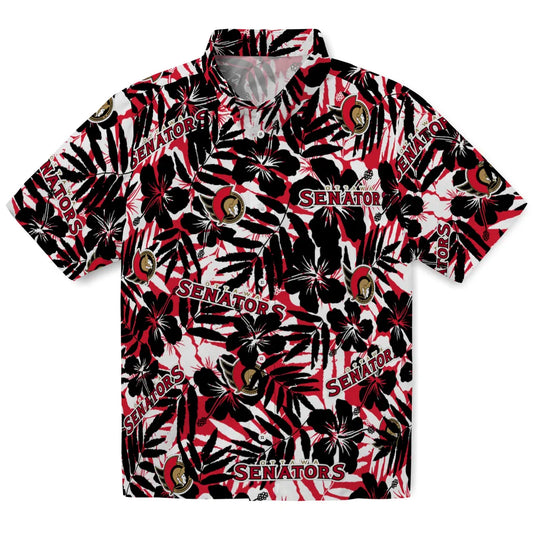 Ottawa Senators Hawaiian Shirt - Hibiscus Overlay | Moonbestprint