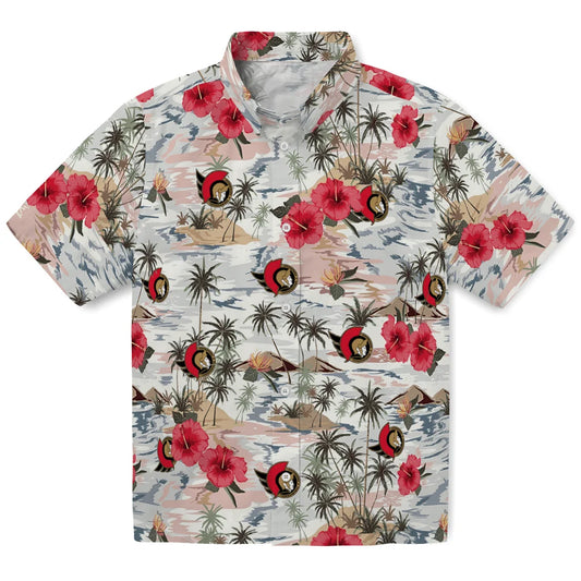 Ottawa Senators Hawaiian Shirt - Hibiscus Seaside | Moonbestprint