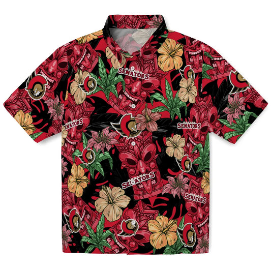 Ottawa Senators Hawaiian Shirt - Hibiscus Tiki Jungle | Moonbestprint