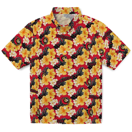 Ottawa Senators Hawaiian Shirt - Hibiscus Tropics | Moonbestprint