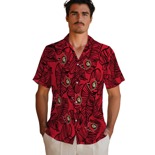 Ottawa Senators Hawaiian Shirt - Leaf Outline | Moonbestprint
