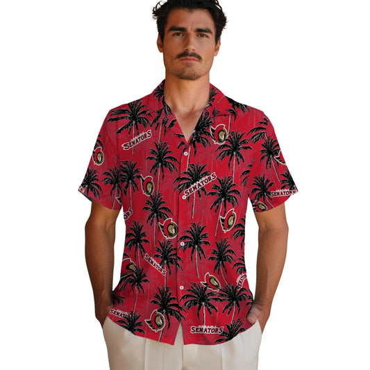 Ottawa Senators Hawaiian Shirt - Palm Tree Motif | Moonbestprint
