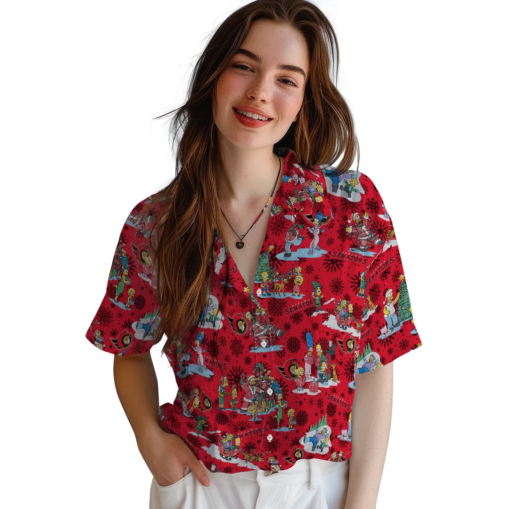 Ottawa Senators Hawaiian Shirt - Simpsons Christmas | Moonbestprint