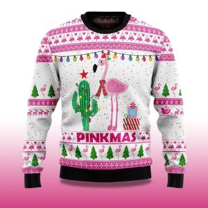 2026 Pinkmas Flamingo Christmas Ugly Sweater Moonbestprint