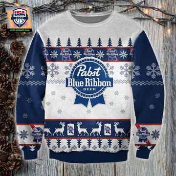 Pabst Blue Ribbon White Ugly Christmas Sweater 2022 ? Usalast