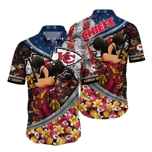 Patriotic Chiefs Mickey Mouse Aloha Hawaiian Shirt Unisex Graphic Tee - Moonbestprint