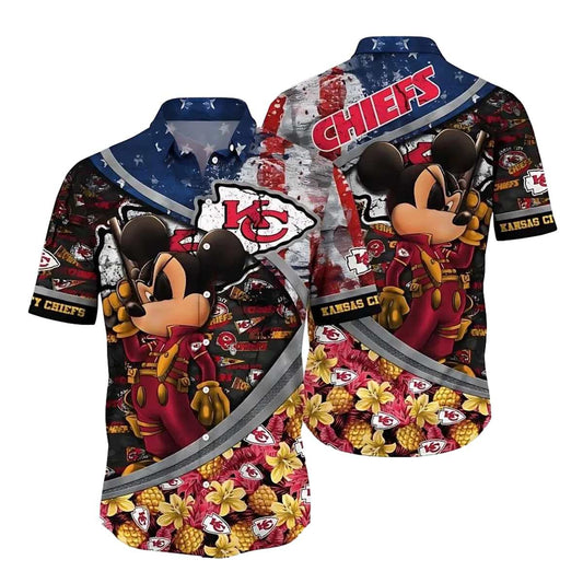 Patriotic Chiefs Mickey Mouse Aloha Hawaiian Shirt Unisex Graphic Tee - Moonbestprint