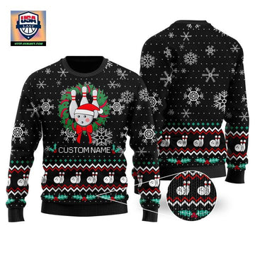 Personalized Bowling Christmas Snowflakes Image Noel Pattern Ugly Christmas Sweater ? Usalast