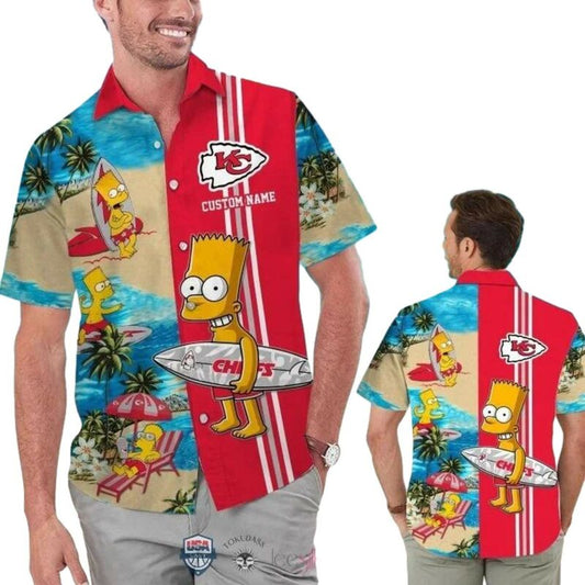 Personalized Kansas City Chiefs Bart Simpson Graphic Hawaiian Shirt - Unisex - Moonbestprint
