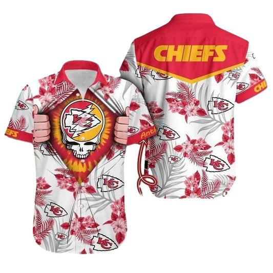 Personalized Kansas City Chiefs Grateful Dead Graphic Hawaiian Shirt - Moonbestprint