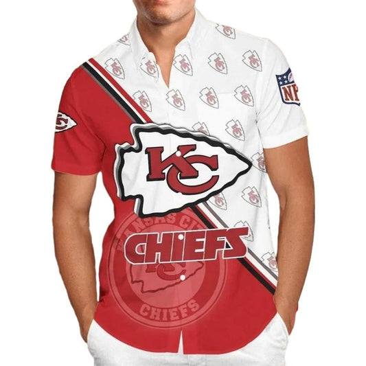 Kansas City Chiefs Red & White Graphic Hawaiian Shirt Unisex Gift - Moonbestprint