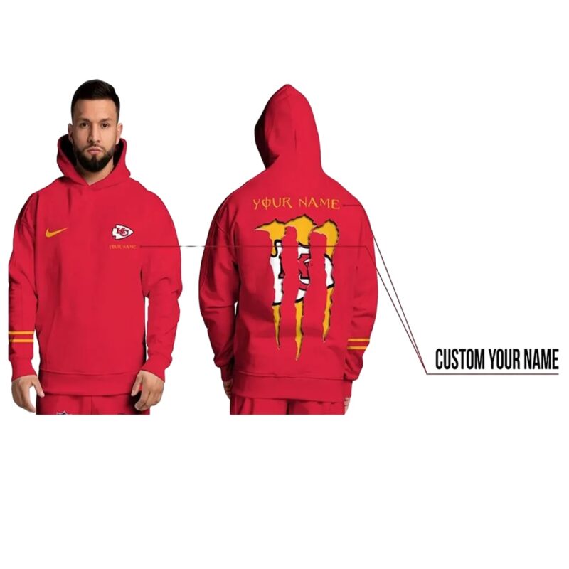 Custom Kansas City Chiefs Monster Energy Graphic Hoodie Unisex Fan Gift - Moonbestprint