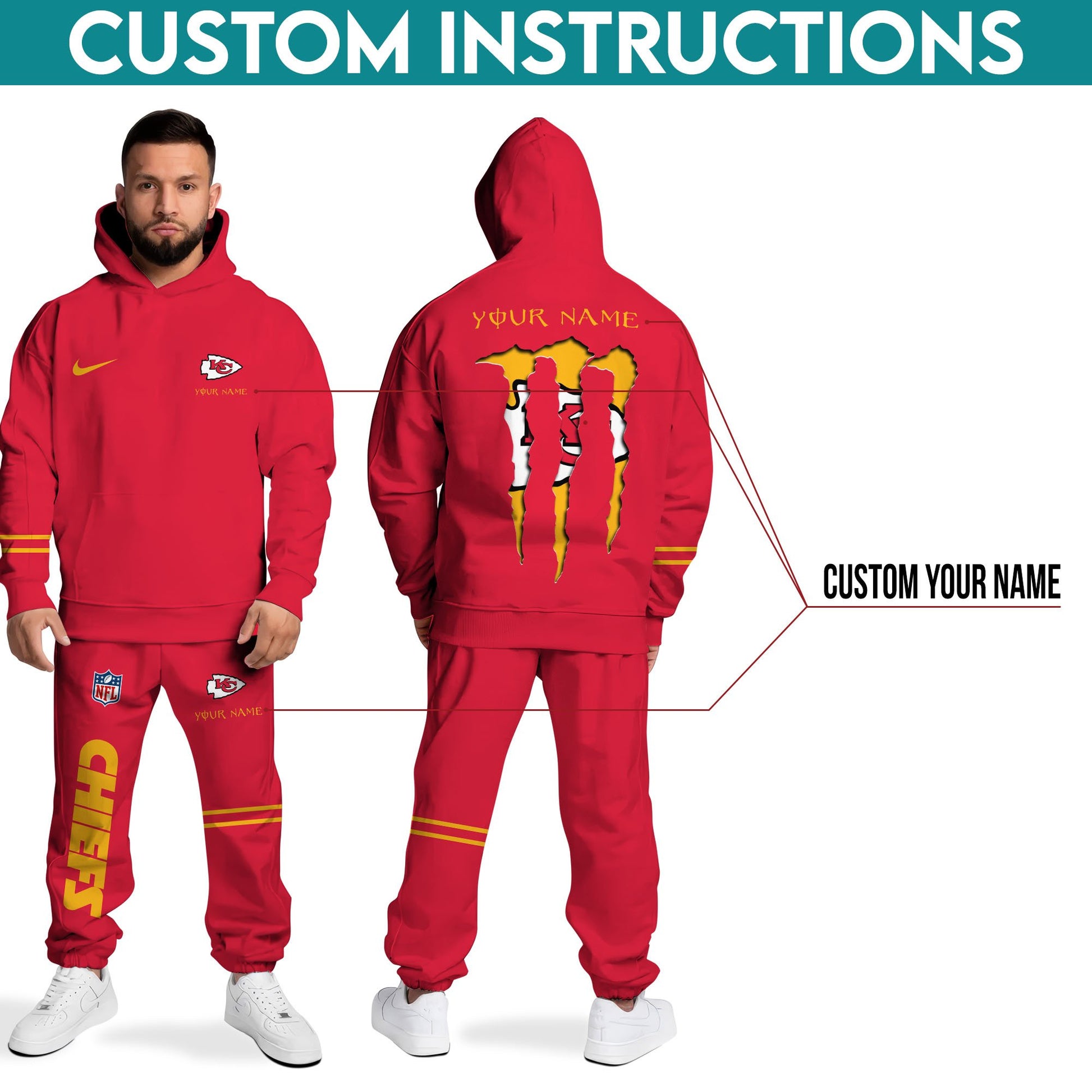 Personalized Kansas City Chiefs Monster Energy Hoodie - Moonbestprint
