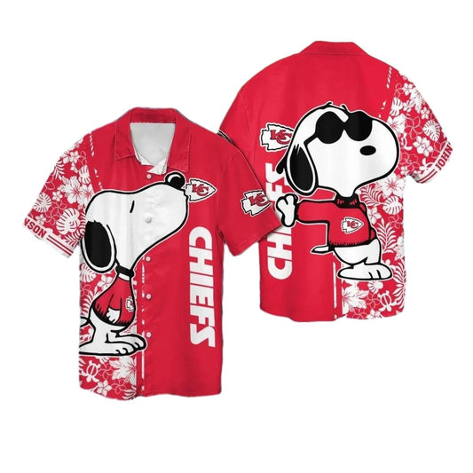 Personalized Kansas City Chiefs Snoopy Graphic Hawaiian Shirt Unisex Gift - Moonbestprint