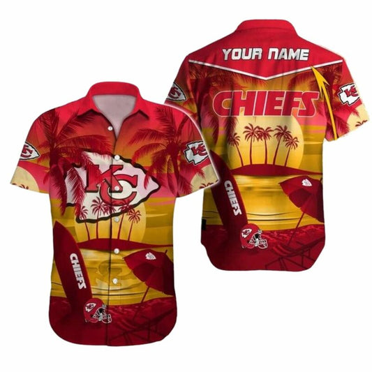 Personalized Kansas City Chiefs Sunset Surf Graphic Hawaiian Shirt - Unisex - Moonbestprint